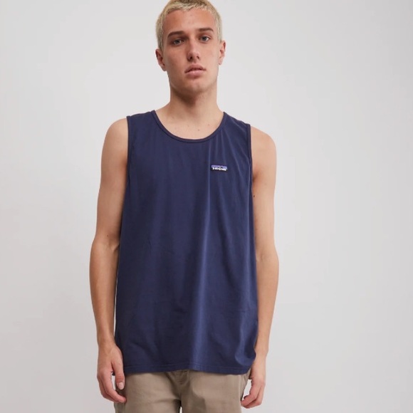 New Patagonia P-6 Label Organic Cotton Tank - Men's small navy ⭐️⭐️⭐️⭐️ - Picture 13 of 15